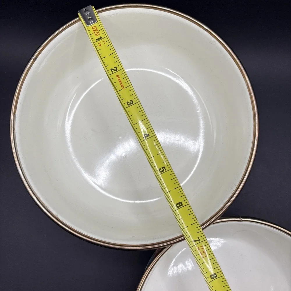 VINTAGE 1983 M. Kamenstein Floral Enamel Nesting Bowls Set of 2 Old Amsterdam